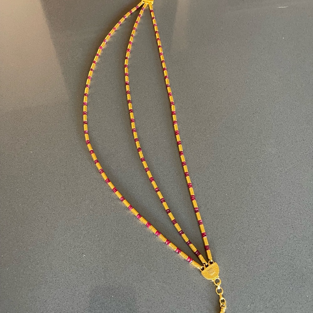 Gurhan 24K Gold & Ruby 3 Strand Necklace - Picture 6 of 8